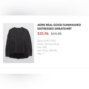 AERIE REAL GOOD SUNWASHED
DISTRESSED SWEATSHIRT